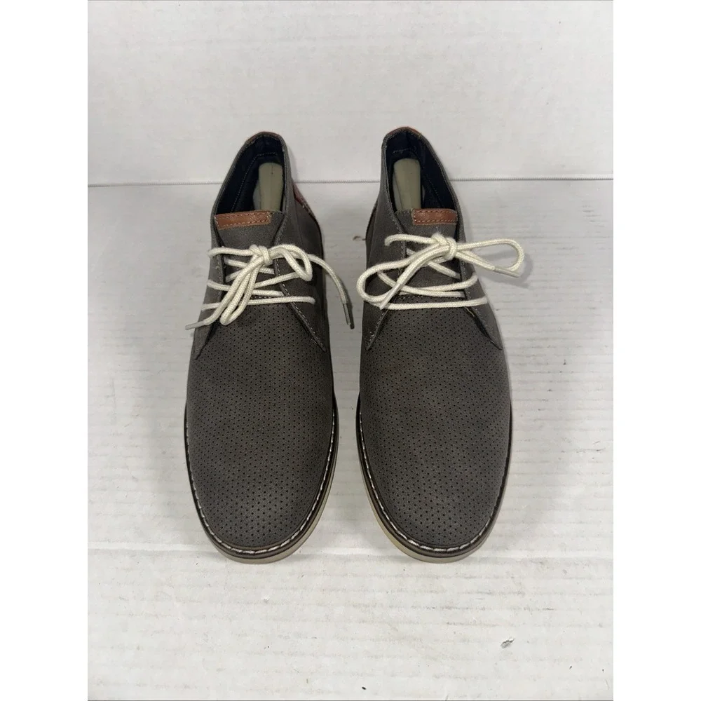 Steve Madden M-devlyn Chukka Boots Sz 8.5 Gray Faux Leather Lace-Up‎ Shoes